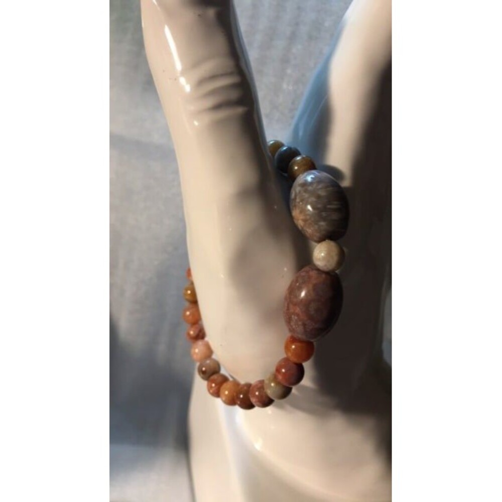 Coral Jade Beaded Stretch Bracelet